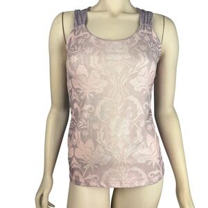 Prana Top‎ Small Cross Back Floral Yoga Tank Pink Purple Activewear Sustainable